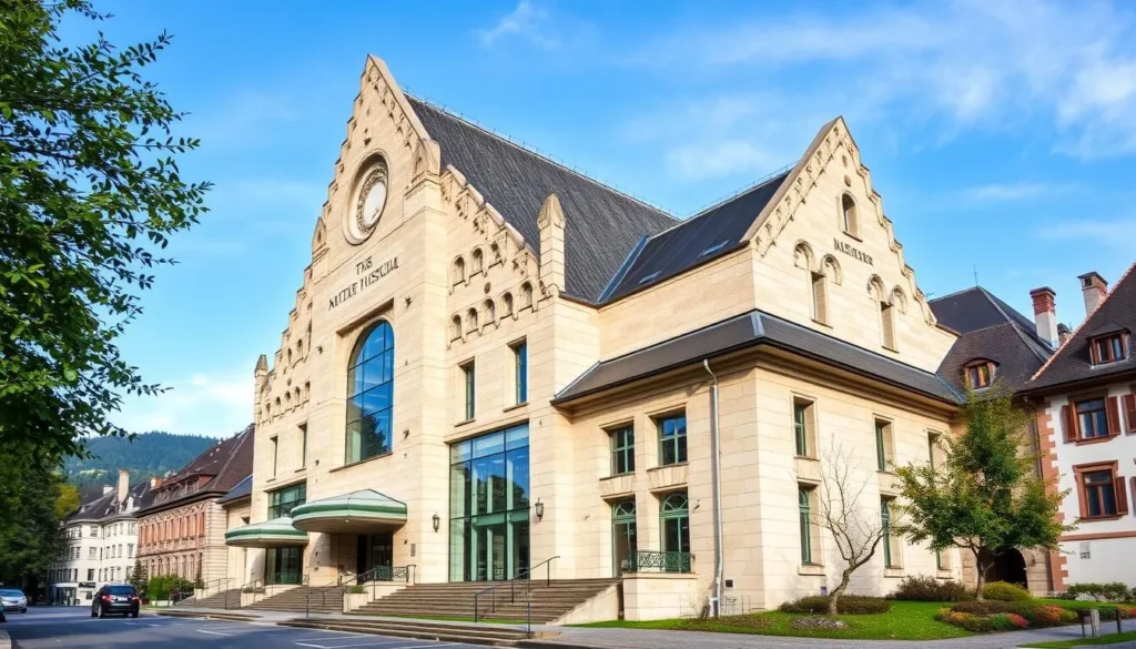 Generate an image of the Natural History Museum in Fribourg, Switzerland, showcasing its exterior architecture.