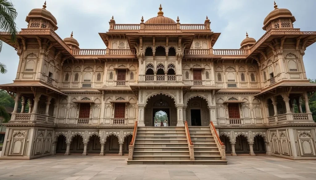Generate an image of the Nawab Palace in Bogra, Bangladesh, showcasing its intricate architecture.