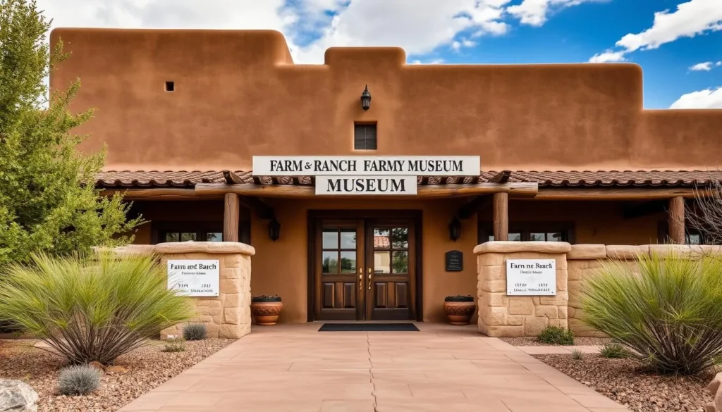 Generate an image of the New Mexico Farm and Ranch Heritage Museum's entrance