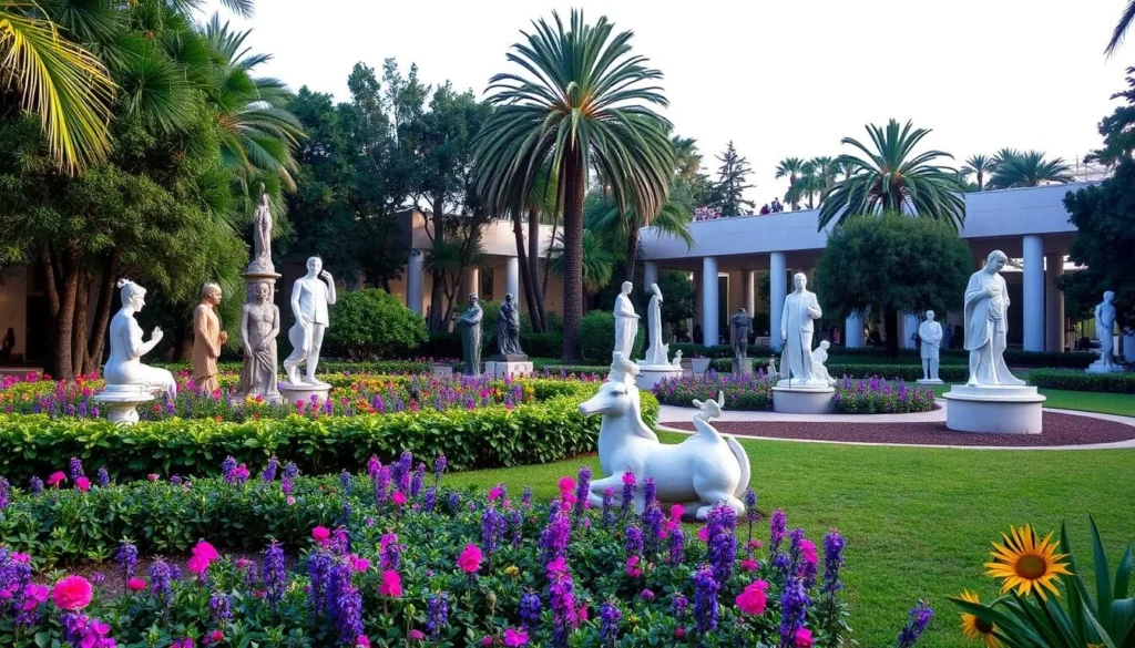 Generate an image of the Norton Museum of Art's sculpture garden.