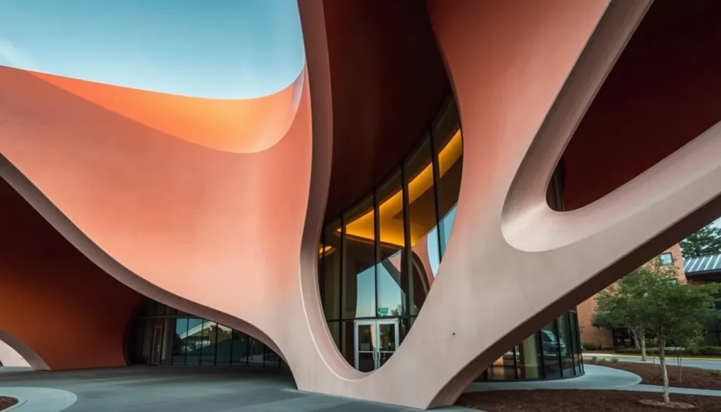Generate an image of the Ohr-O'Keefe Museum of Art's unique architecture.