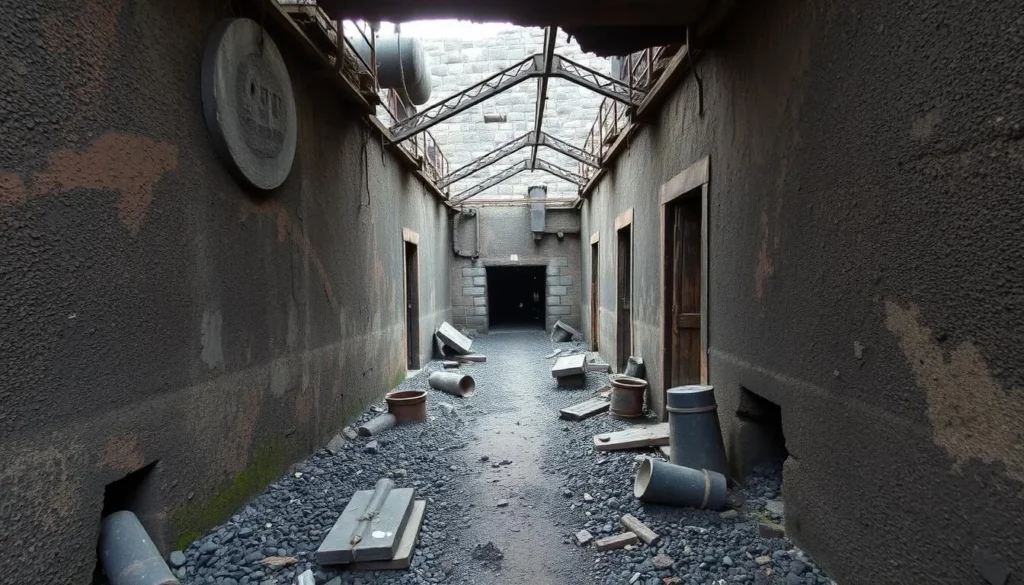 Generate an image of the Old Coal Mine at Onyeama, Enugu, showing the remnants of the coal mining era.