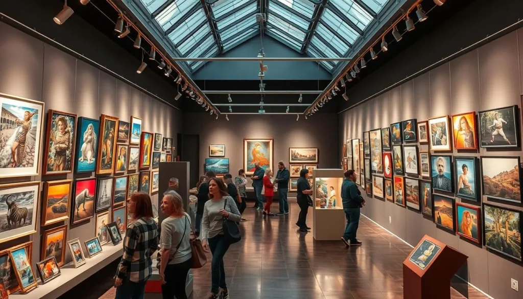 Generate an image of the PHOTO Gallery's interior, featuring an exhibition.