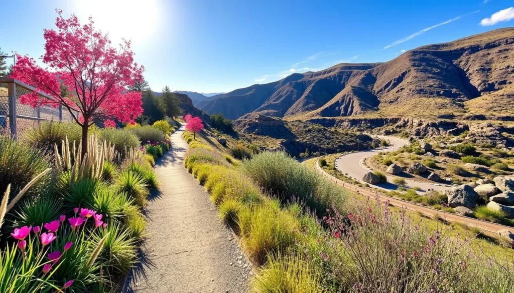 Generate an image of the Pacific Electric Trail in Rancho Cucamonga, showcasing its scenic pathway and surrounding landscape.