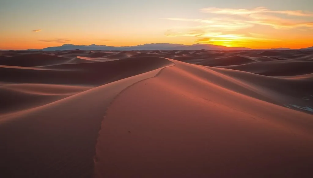 Generate an image of the Painted Dunes at sunrise with soft light enhancing the vibrant colors.