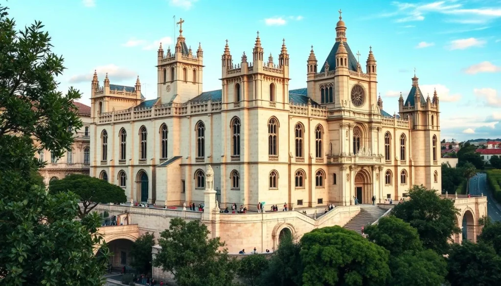 Generate an image of the Palais des Papes in Avignon, France, showcasing its Gothic architecture and imposing structure.