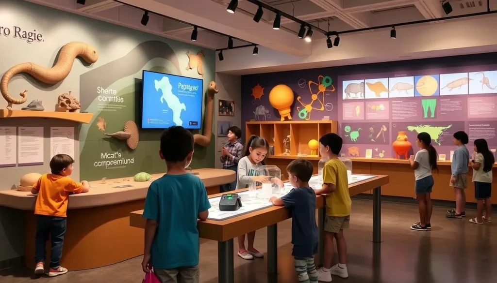 Generate an image of the Papagayo Interactive Museum's interactive exhibit on science for kids.