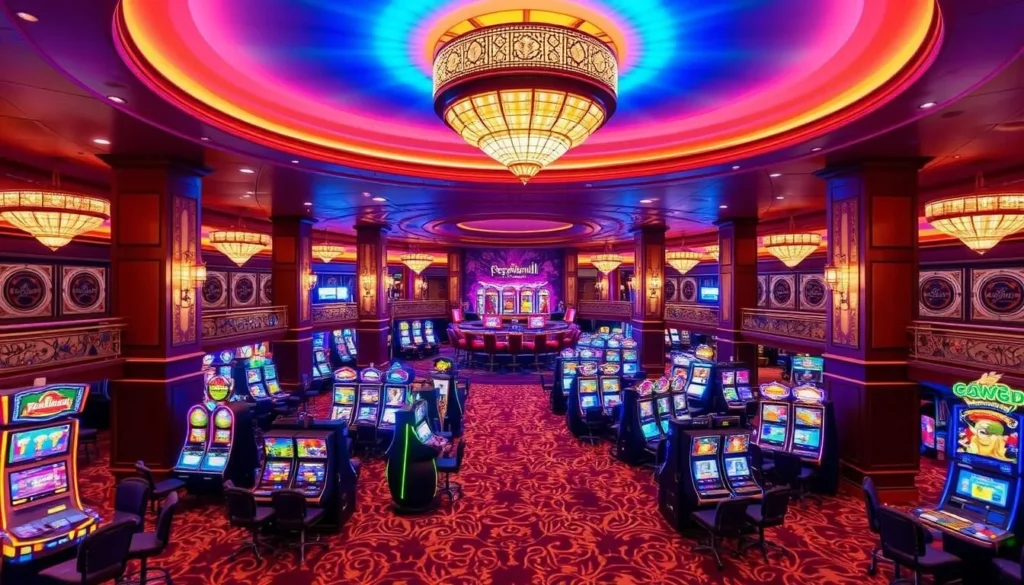 Generate an image of the Peppermill casino interior.