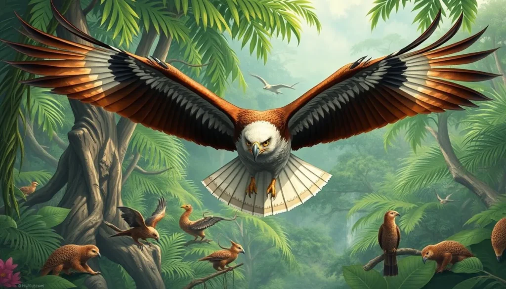 Generate an image of the Philippine Eagle in its natural habitat.