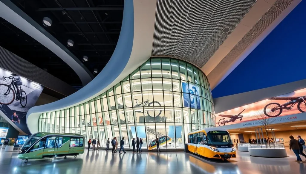 Generate an image of the Samsung Transportation Museum in Yongin, showcasing its modern architecture and transportation exhibits.