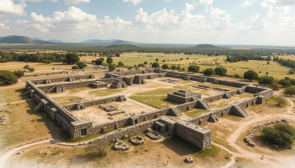 Generate an image of the San Luis Apizaquito Archaeological Zone, showcasing its ancient structures and historical significance.