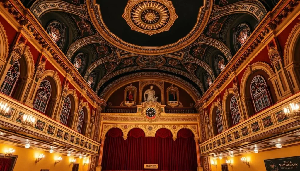 Generate an image of the Sandusky State Theatre's ornate interior, highlighting its Spanish Revival architecture.