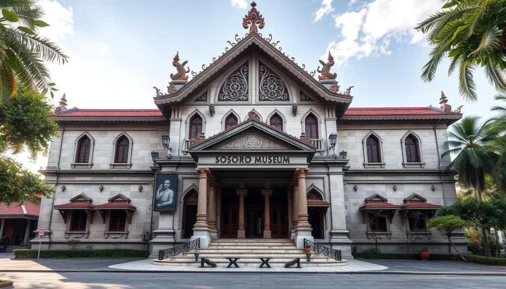 Generate an image of the Sosoro Museum's exterior in Phnom Penh, Cambodia.