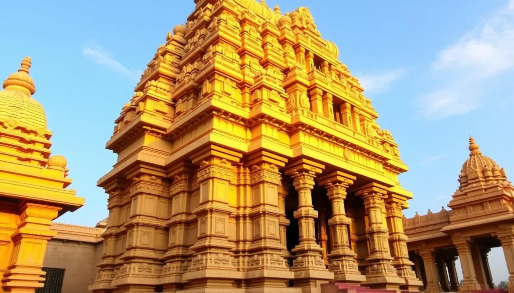 Generate an image of the Sri Senpaga Vinayagar Temple's impressive Chola architecture