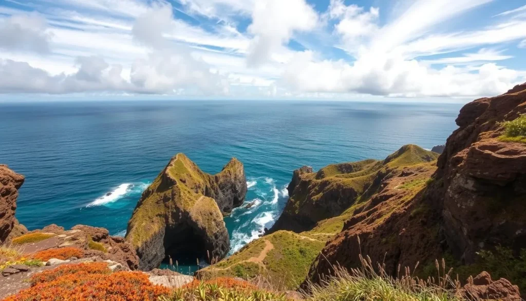 Generate an image of the Three Capes Scenic Loop with a dramatic ocean view.