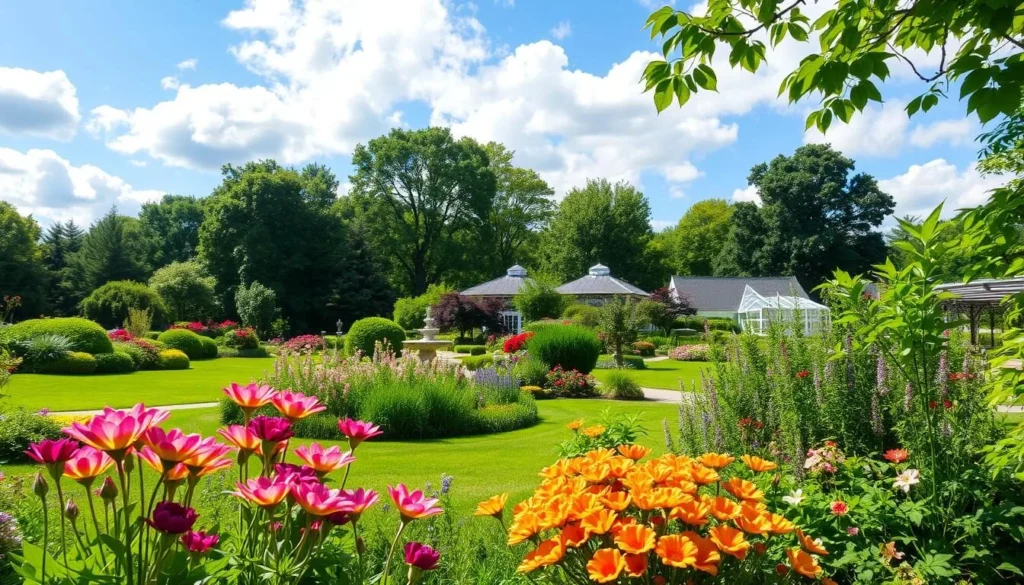 Generate an image of the Toledo Botanical Garden's serene landscape