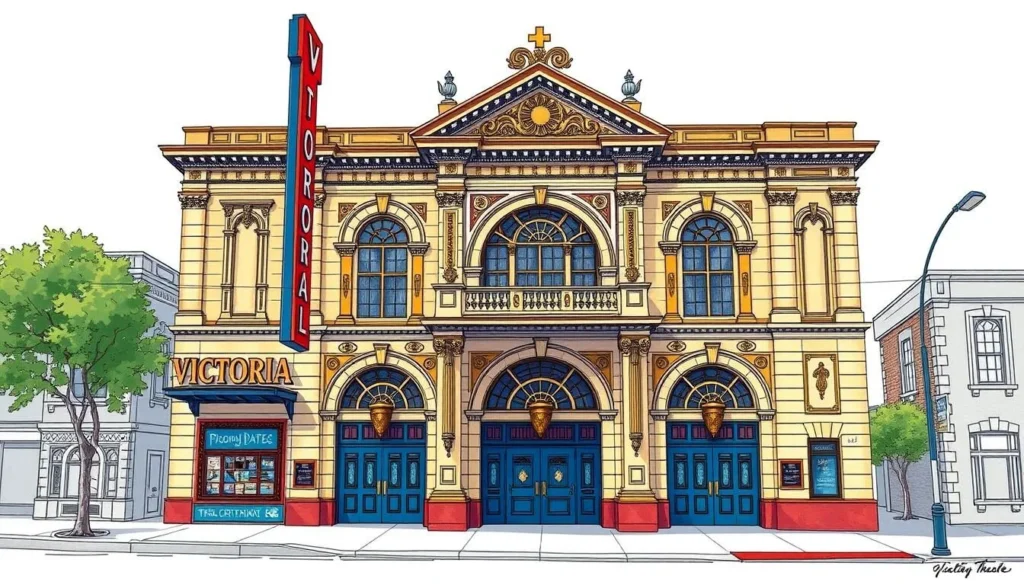 Generate an image of the Victoria Theatre's restored historic facade.