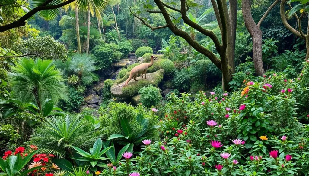 Generate an image of the Yumká Ecological Reserve's natural habitat with diverse fauna.