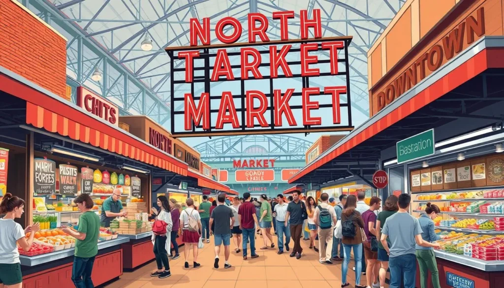 Generate an image of the bustling North Market Downtown.