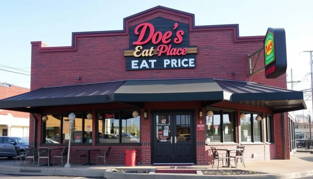 Generate an image of the exterior of Doe's Eat Place in Greenville, Mississippi.