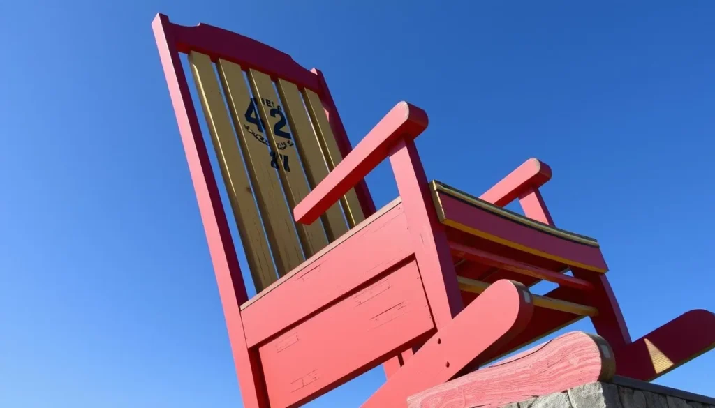 Generate an image of the giant rocking chair in Cuba, Missouri, standing over 42 feet tall.