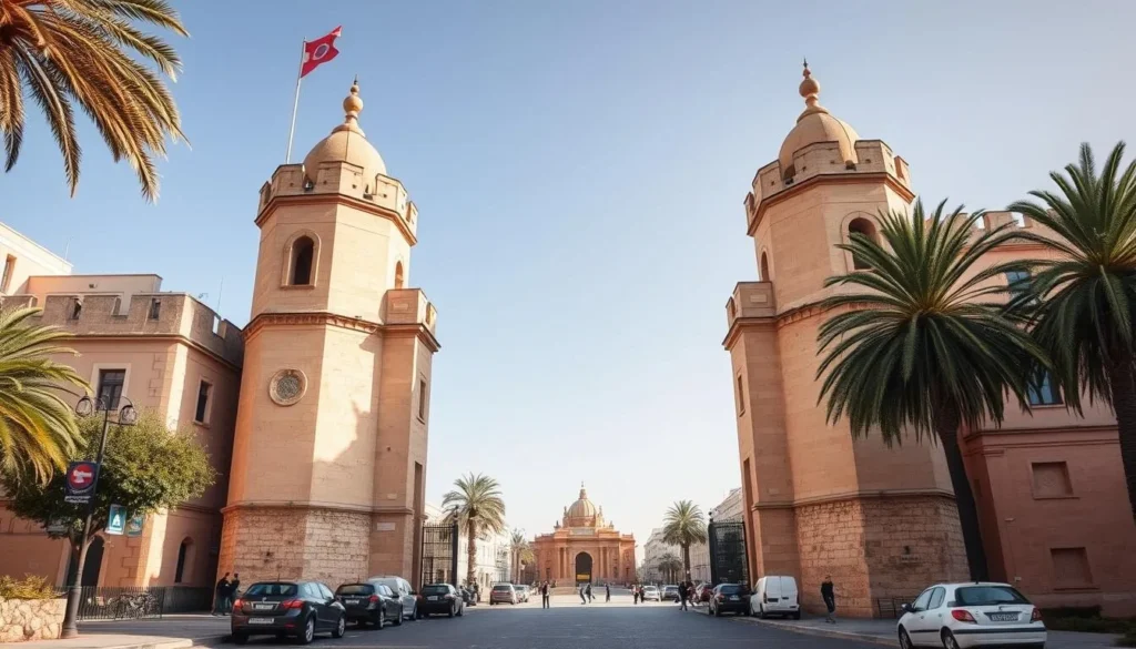 Generate an image of the historic Canastel Gate near Kleber Square, serving as the entrance to Oran's old quarter.