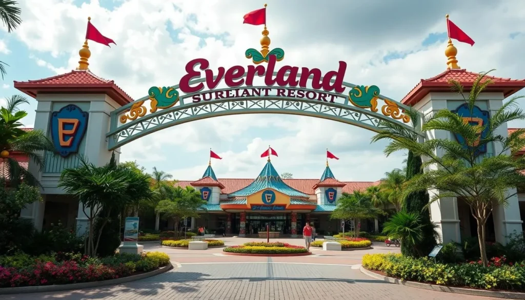 Generate an image of the main entrance of Everland Resort