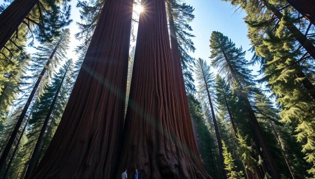 Giant sequoia trees in Sequoia National Park near Kings County California Giant sequoia trees in Sequoia National Park near Kings County California