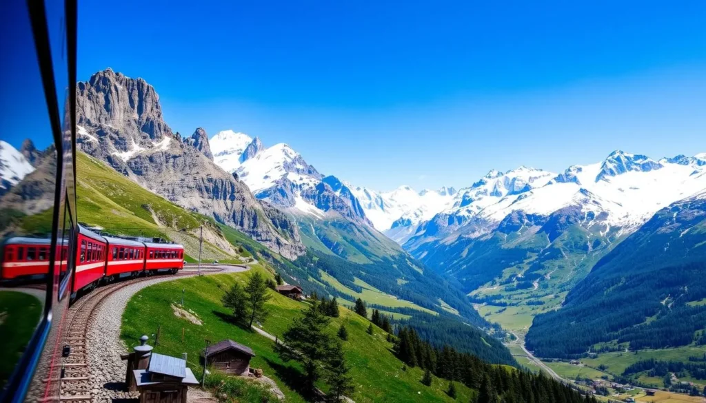 Glacier Express train journey through the Swiss Alps