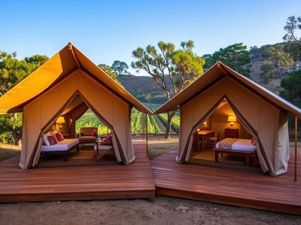 Glamping tents at Huttopia Wine Country on Six Sigma Ranch Glamping tents at Huttopia Wine Country on Six Sigma Ranch