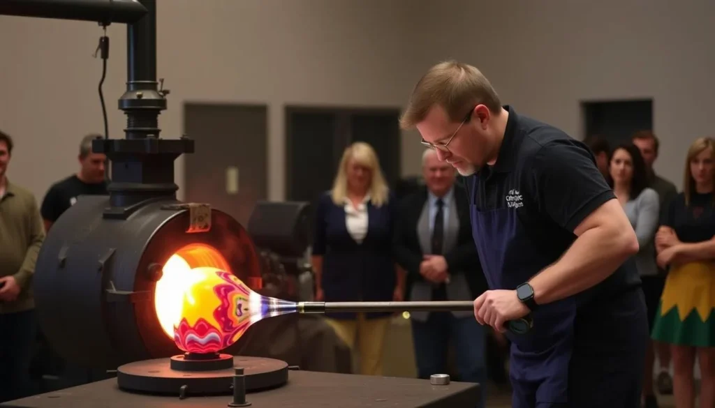Glassblowing demonstration at the Corning Museum of Glass in Steuben County, New York Glassblowing demonstration at the Corning Museum of Glass in Steuben County, New York