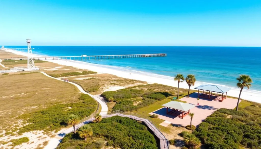 Grand Isle State Park observation tower and beach view Grand Isle State Park observation tower and beach view