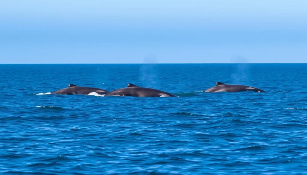 Gray whales migrating past Point Cabrillo