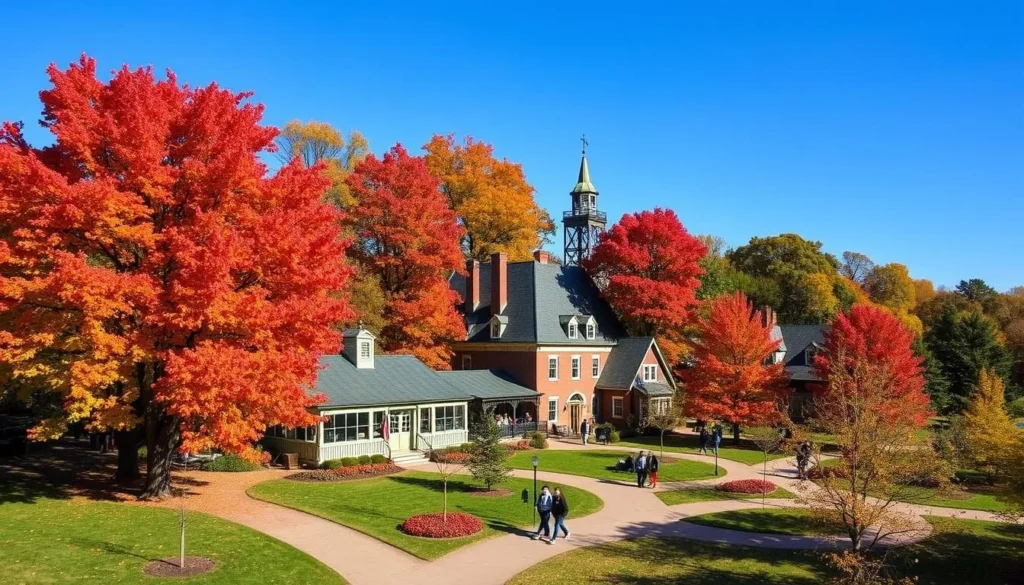 Greenfield Village in Dearborn Michigan during autumn with colorful fall foliage Greenfield Village in Dearborn Michigan during autumn with colorful fall foliage