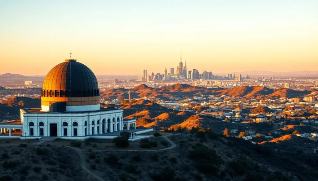 Griffith Observatory with Hollywood sign view in Los Angeles County California Griffith Observatory with Hollywood sign view in Los Angeles County California