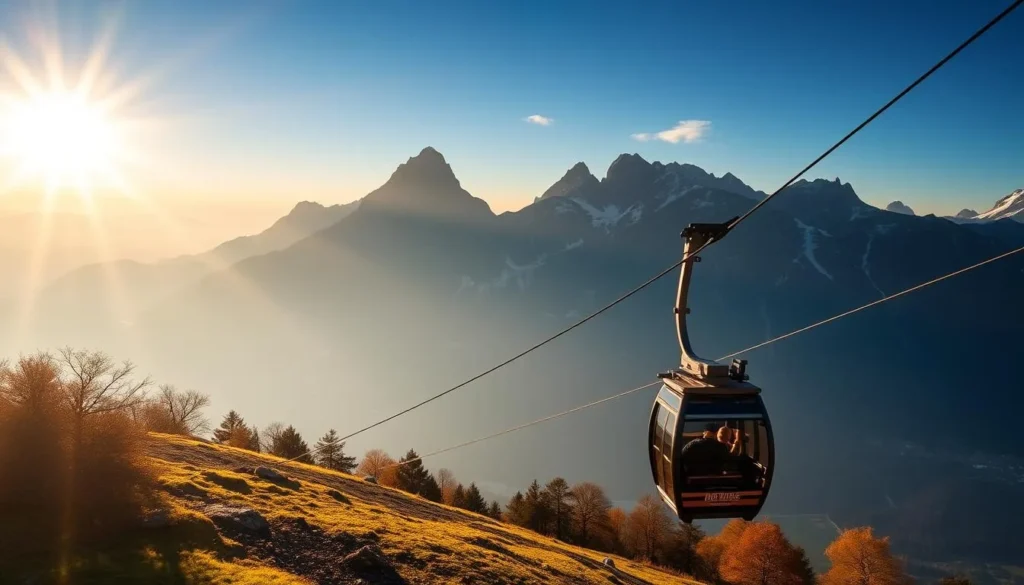 Grindelwald Männlichen cable car during sunrise