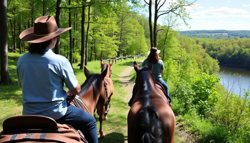 Guided horseback ride through the woods near Mark Twain Lake