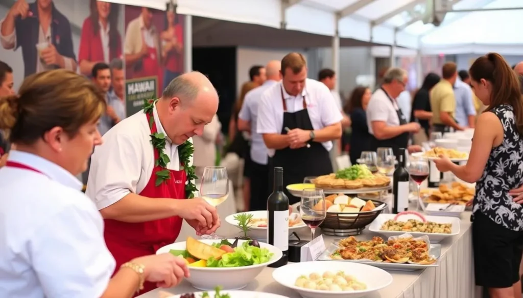 Hawaii Food and Wine Festival in Oahu, featuring internationally renowned chefs, winemakers, and culinary demonstrations.
