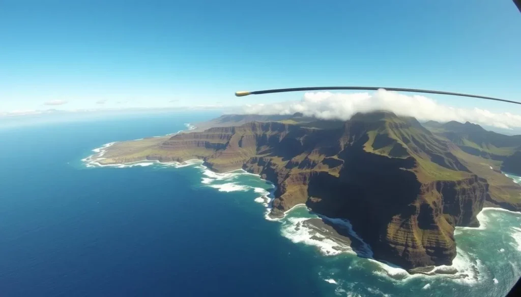 Helicopter tour over Molokai's sea cliffs