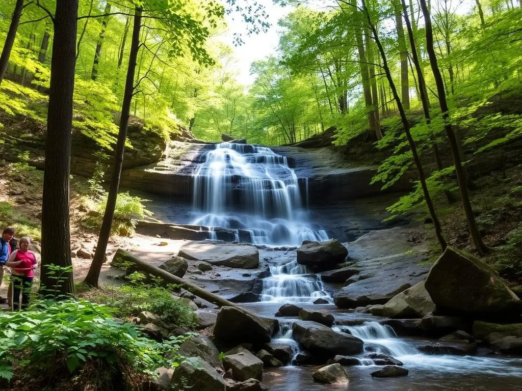 Hemlock Falls waterfall in South Mountain Reservation near Montclair, New Jersey Hemlock Falls waterfall in South Mountain Reservation near Montclair, New Jersey