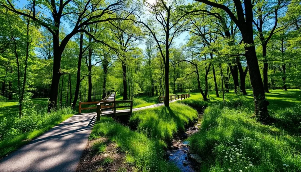 Heritage Trail near Dyersville showing scenic path through wooded area Heritage Trail near Dyersville showing scenic path through wooded area