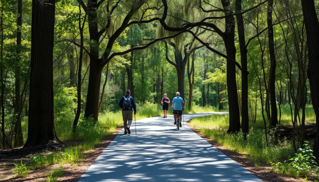 Hikers on the Blountstown Greenway Trail in Calhoun County Florida things to do Hikers on the Blountstown Greenway Trail in Calhoun County Florida things to do