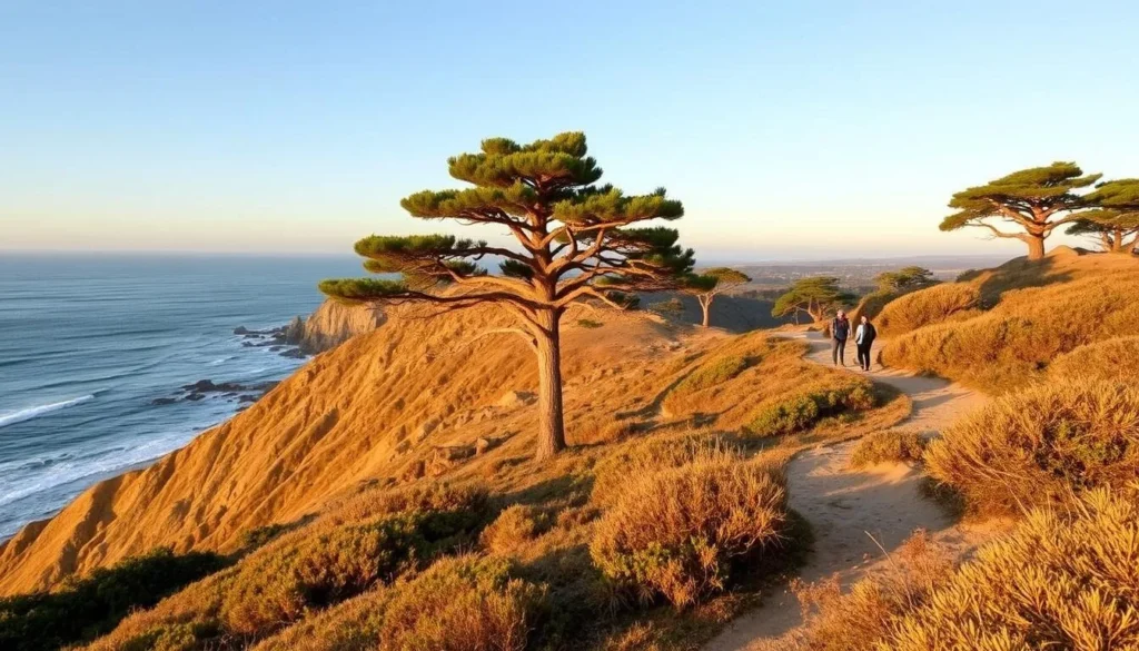 Hikers on the trails at Torrey Pines State Natural Reserve in San Diego County California Hikers on the trails at Torrey Pines State Natural Reserve in San Diego County California