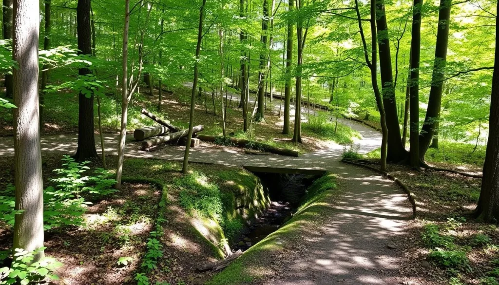 Hiking trail at Eisenhower Park in Milford Connecticut Hiking trail at Eisenhower Park in Milford Connecticut
