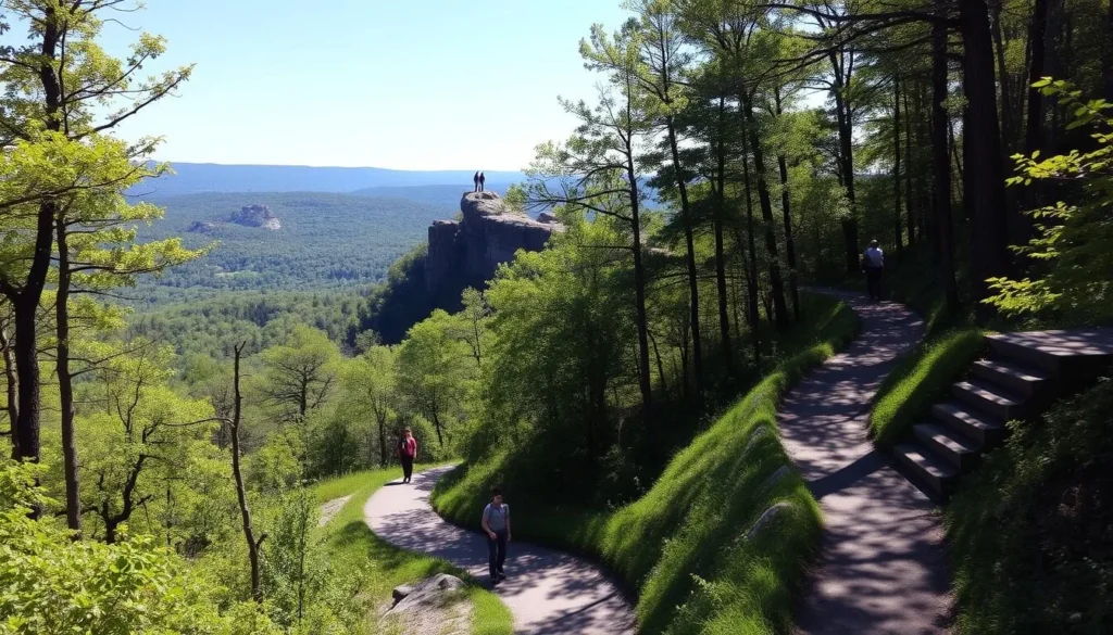Hiking trail in Orange County New York with scenic mountain views Hiking trail in Orange County New York with scenic mountain views