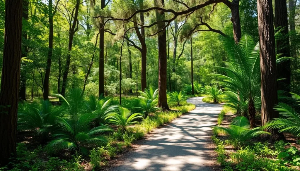 Hiking trail in Sumter County Florida with lush vegetation Hiking trail in Sumter County Florida with lush vegetation