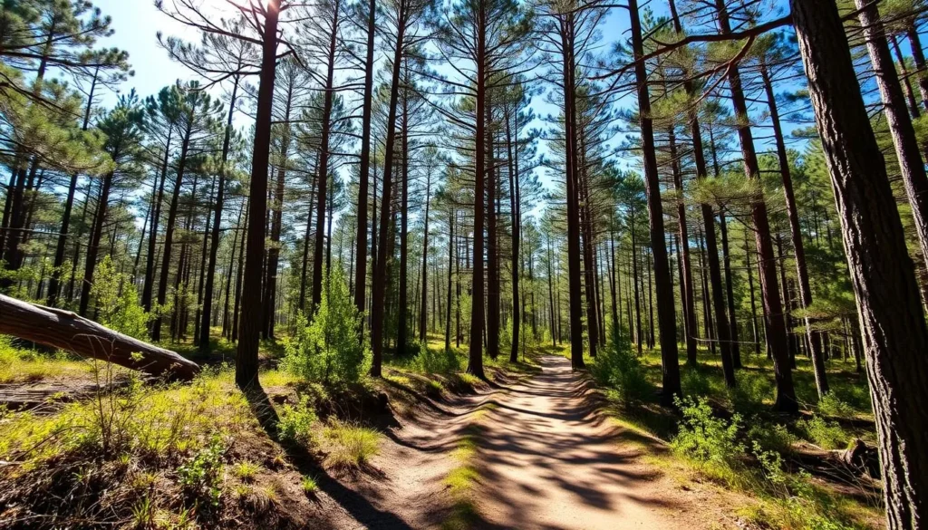 Hiking trail through pine forest in Baker County Florida