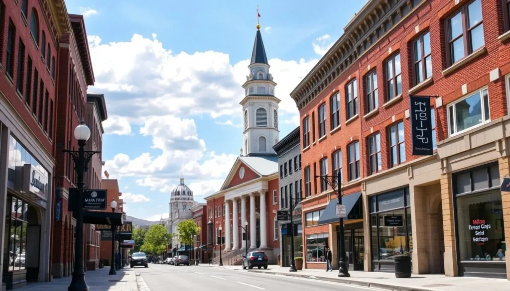 Historic Brigham City Utah Main Street with courthouse and tabernacle Historic Brigham City Utah Main Street with courthouse and tabernacle