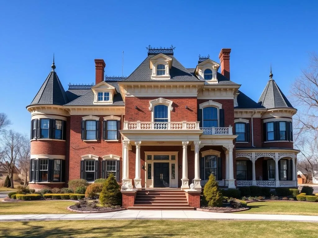 Historic General Dodge House exterior showing Victorian architecture in Council Bluffs Historic General Dodge House exterior showing Victorian architecture in Council Bluffs