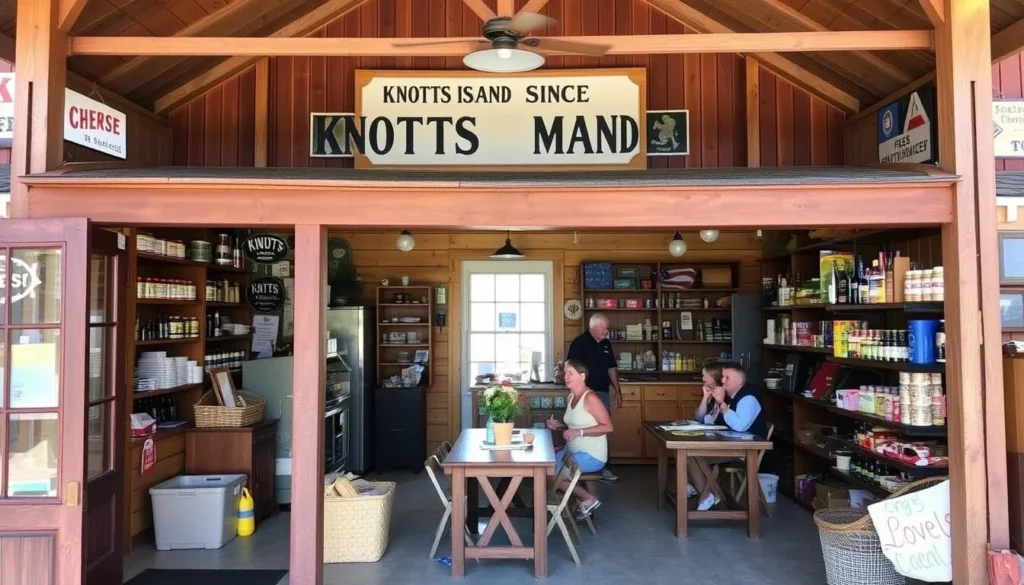 Historic Knotts Island Market in North Carolina with local products and gathering area Historic Knotts Island Market in North Carolina with local products and gathering area